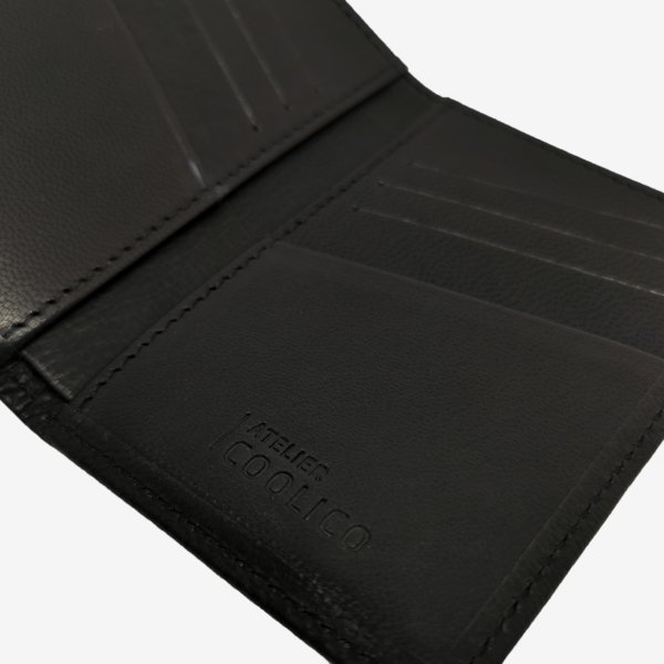 Portes carte cuir atelier coqlico fabrication française de couleur noir