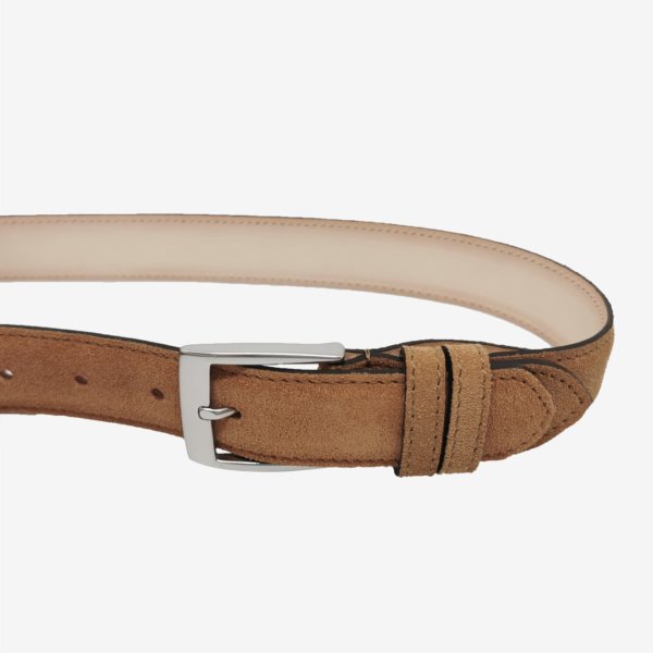 Ceinture fabrication française réglable et sur mesure atelier coqlico de couleur marron suèdé